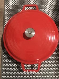 Misen 5.5 QT Enameled Cast Iron Braiser Red NEW In Box Dutch Oven Style