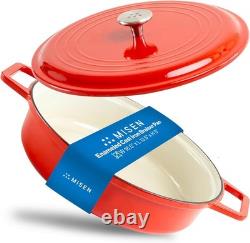 Misen 5.5 QT Enameled Cast Iron Braiser Red NEW In Box Dutch Oven Style