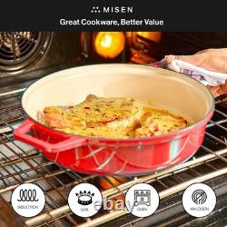 Misen 5.5 QT Enameled Cast Iron Braiser Red NEW In Box Dutch Oven Style