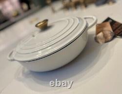 NEW Brandani Italy Cast Iron Disa Braiser 3 Qt Dutch Oven Pot Pan WHITE Gold Lid