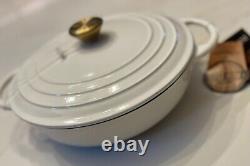 NEW Brandani Italy Cast Iron Disa Braiser 3 Qt Dutch Oven Pot Pan WHITE Gold Lid