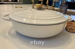 NEW Brandani Italy Cast Iron Disa Braiser 3 Qt Dutch Oven Pot Pan WHITE Gold Lid