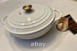 NEW Brandani Italy Cast Iron Disa Braiser 3 Qt Dutch Oven Pot Pan WHITE Gold Lid