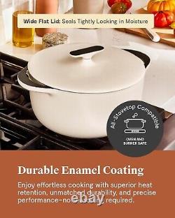 NEW Caraway Enameled Dutch Oven 6.5 qt Cast Iron with Lid 3 Layer Coating Cream