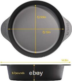 NEW! Cooklife 5.5 Quart Smooth & Light Cast Iron Dutch Oven w Lid Pre-Seasoned