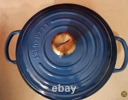 NEW Le Creuset 2.25 Qt Blue Round Dutch Oven 10.25 Enamel Cast Iron Pot Lid Fra