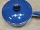 New! Le Creuset Vintage Cousances Blue Enamel Cast Iron. Dutch Oven 22 With Lid