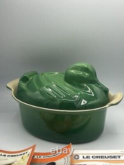 NEW Rare Le Creuset Duck Shaped Cast Iron Enamel Dutch Oven Casserole Green