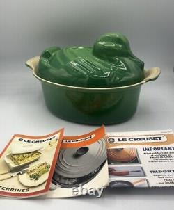 NEW Rare Le Creuset Duck Shaped Cast Iron Enamel Dutch Oven Casserole Green