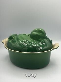 NEW Rare Le Creuset Duck Shaped Cast Iron Enamel Dutch Oven Casserole Green