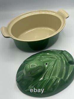 NEW Rare Le Creuset Duck Shaped Cast Iron Enamel Dutch Oven Casserole Green