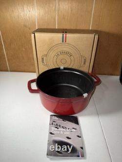 NEW STAUB Cast Iron 4Qt Round Cocotte Dutch Oven Cherry Red Missing Lid