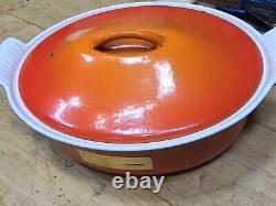 NEW! VINTAGE Le Creuset Oval Dutch Oven, Flame Orange, With Lid, Made In France