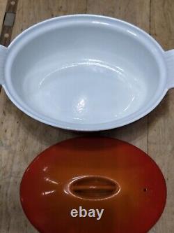 NEW! VINTAGE Le Creuset Oval Dutch Oven, Flame Orange, With Lid, Made In France