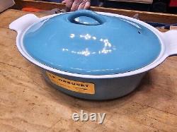 NEW! Vintage Le Creuset #22 Cast Iron Blue Dutch Oven MADE IN FRANCE PERFECT