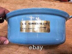 NEW! Vintage Le Creuset #22 Cast Iron Blue Dutch Oven MADE IN FRANCE PERFECT