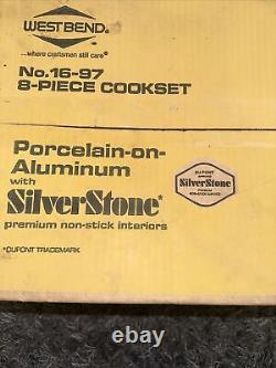 NEW Vintage West Bend 8-Piece Porcelain On Aluminum Made with SilverStone 16-97
