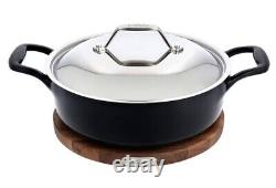 NIB All-Clad Cast Iron Enameled Brasier Dutch Oven with SS Lid & Wood Trivet 4Qt