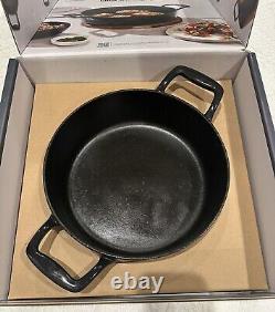 NIB All-Clad Cast Iron Enameled Brasier Dutch Oven with SS Lid & Wood Trivet 4Qt