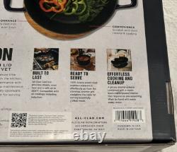 NIB All-Clad Cast Iron Enameled Brasier Dutch Oven with SS Lid & Wood Trivet 4Qt