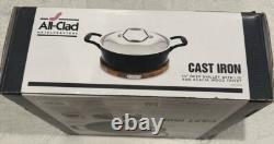 NIB All-Clad Cast Iron Enameled Brasier Dutch Oven with SS Lid & Wood Trivet 4Qt
