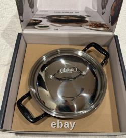 NIB All-Clad Cast Iron Enameled Brasier Dutch Oven with SS Lid & Wood Trivet 4Qt