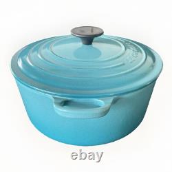 NOS LeCreuset 24 Dutch Oven Caribbean Blue 4.2 L 4.5 qt Round Enameled Cast Iron