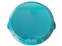 NOS LeCreuset 24 Dutch Oven Caribbean Blue 4.2 L 4.5 qt Round Enameled Cast Iron