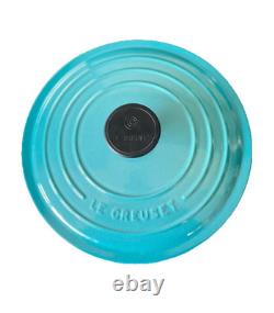 NOS LeCreuset 24 Dutch Oven Caribbean Blue 4.2 L 4.5 qt Round Enameled Cast Iron