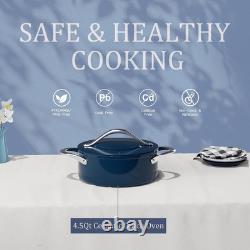 Nonstick Ceramic Dutch Oven 4.5QT Navy Blue, Oven Safe, All Cooktops