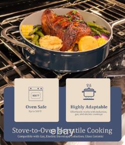 Nonstick Ceramic Dutch Oven 4.5QT Navy Blue, Oven Safe, All Cooktops