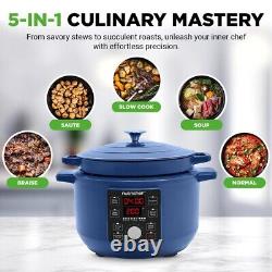 NutriChef 6 Quart Electric Dutch Oven 1500W Enamel Coated Cast Iron Pot with Lid