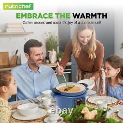 NutriChef 6 Quart Electric Dutch Oven 1500W Enamel Coated Cast Iron Pot with Lid
