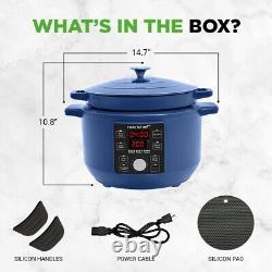 NutriChef 6 Quart Electric Dutch Oven 1500W Enamel Coated Cast Iron Pot with Lid