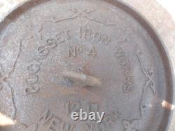 Ornate rare POCASSET CAST IRON No 4 NEW YOURK 12 in, skillet or dutch oven lid