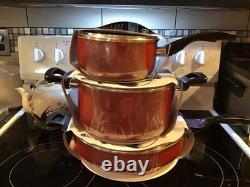 Oster Telford Dutch Oven Sauté Pan Cookware Set Aluminium Non Stick Red Bakelite