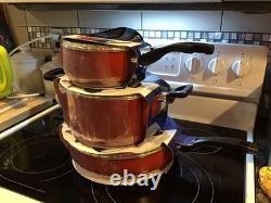 Oster Telford Dutch Oven Sauté Pan Cookware Set Aluminium Non Stick Red Bakelite