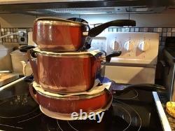 Oster Telford Dutch Oven Sauté Pan Cookware Set Aluminium Non Stick Red Bakelite