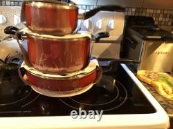 Oster Telford Dutch Oven Sauté Pan Cookware Set Aluminium Non Stick Red Bakelite