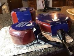 Oster Telford Dutch Oven Sauté Pan Cookware Set Aluminium Non Stick Red Bakelite