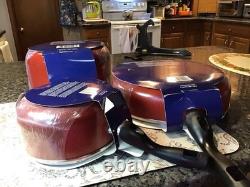 Oster Telford Dutch Oven Sauté Pan Cookware Set Aluminium Non Stick Red Bakelite