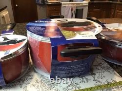 Oster Telford Dutch Oven Sauté Pan Cookware Set Aluminium Non Stick Red Bakelite