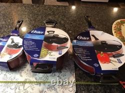Oster Telford Dutch Oven Sauté Pan Cookware Set Aluminium Non Stick Red Bakelite