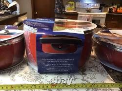 Oster Telford Dutch Oven Sauté Pan Cookware Set Aluminium Non Stick Red Bakelite