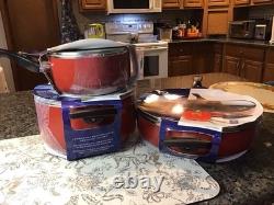 Oster Telford Dutch Oven Sauté Pan Cookware Set Aluminium Non Stick Red Bakelite