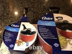 Oster Telford Dutch Oven Sauté Pan Cookware Set Aluminium Non Stick Red Bakelite