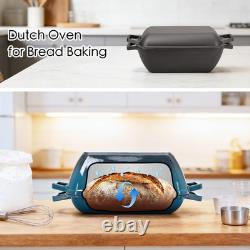 Oval Cast Iron Dutch Oven for Bread Baking 12X8 Inch Pre-Seasoned Bread