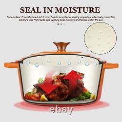 Overmont Enameled Cast Iron Dutch Oven 7QT Pot with Lid 7 Quart, Pumpkin