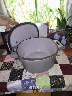 Pampered Chef Dutch Oven Gray Enameled Cast Iron 6 Qt / Lid 100249 No Box