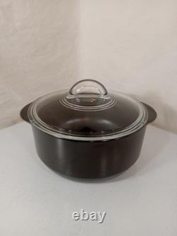 Pampered Chef Rockcrok 4 Qt Dutch Oven Rock Crock with Glass Lid Pot Black EUC